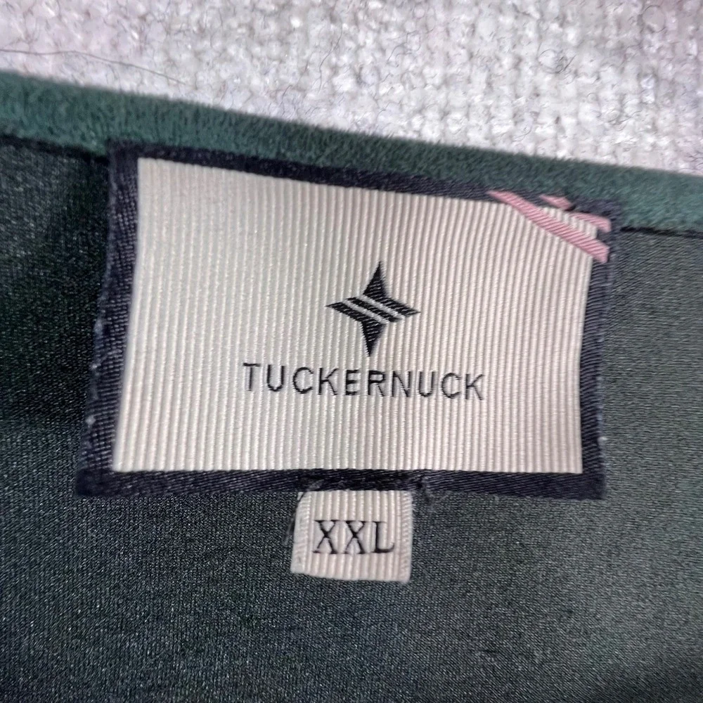 Tuckernuck Women's Green Faux Suede Blouse V Neck Puff Sleeve Tunic‎ XXL